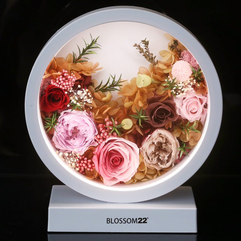 粉色保鮮花座檯燈｜Pink Preserved Flower Light Stand  Blossom22hk