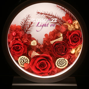 紅色保鮮花座檯燈｜Red Preserved Flower Light Stand  Blossom22hk