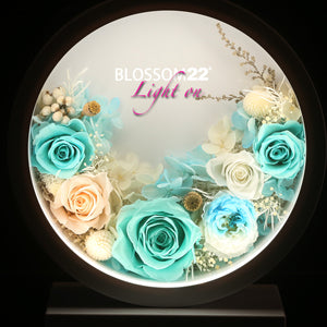蒂芬妮保鮮花座檯燈｜Tiffany Blue Preserved Flower Light Stand  Blossom22hk