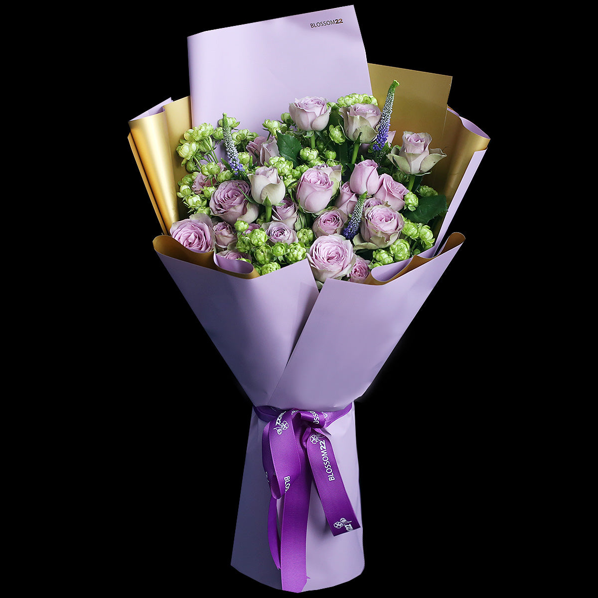 Spray Purple ＆ Mini Eclair Green Roses Bouquet｜多頭紫玫及迷你綠玫瑰花束(Purple Castle） 花束 bouquet 鮮花束 Blossom22°