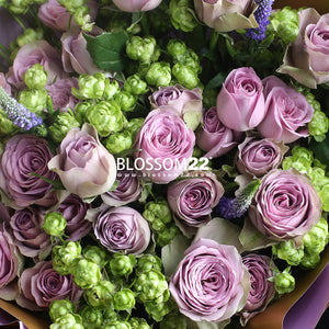 Spray Purple ＆ Mini Eclair Green Roses Bouquet｜多頭紫玫及迷你綠玫瑰花束(Purple Castle） 花束 bouquet 鮮花束 Blossom22°
