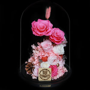 XXL Preserved-Flower•Glass Bell Jar ｜特大版保鮮花瓶- Two Tone Pink 雙色粉紅  Blossom22hk