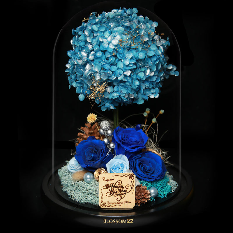 XXL Preserved-Flower•Glass Bell Jar｜特大版保鮮花瓶 - Blue Planet 藍星球  Blossom22hk