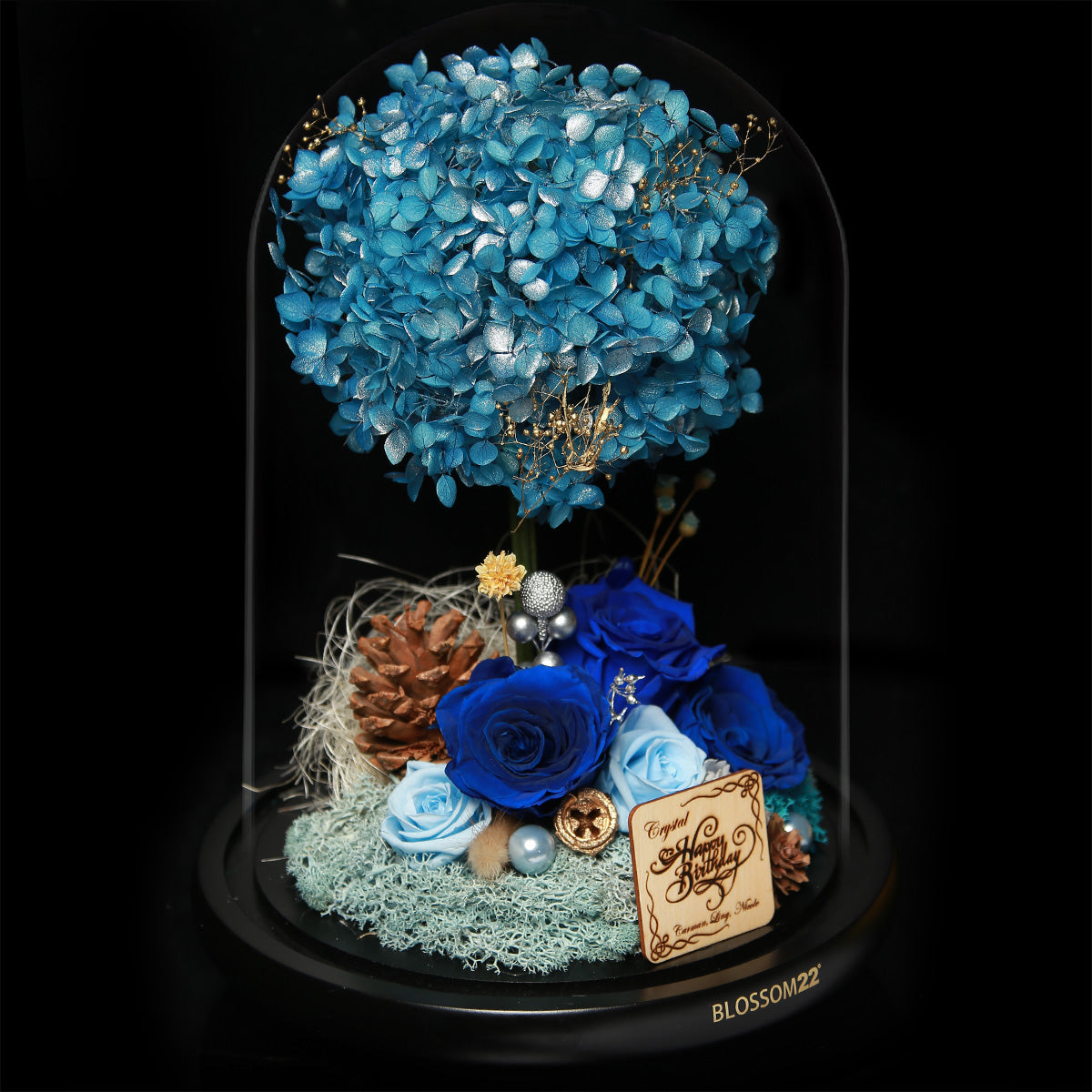 XXL Preserved-Flower•Glass Bell Jar｜特大版保鮮花瓶 - Blue Planet 藍星球  Blossom22hk