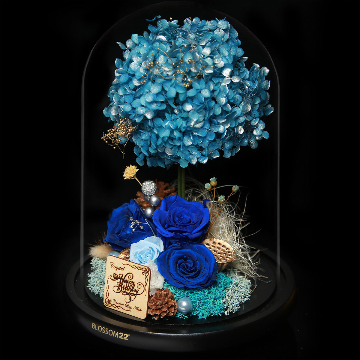 XXL Preserved-Flower•Glass Bell Jar｜特大版保鮮花瓶 - Blue Planet 藍星球  Blossom22hk