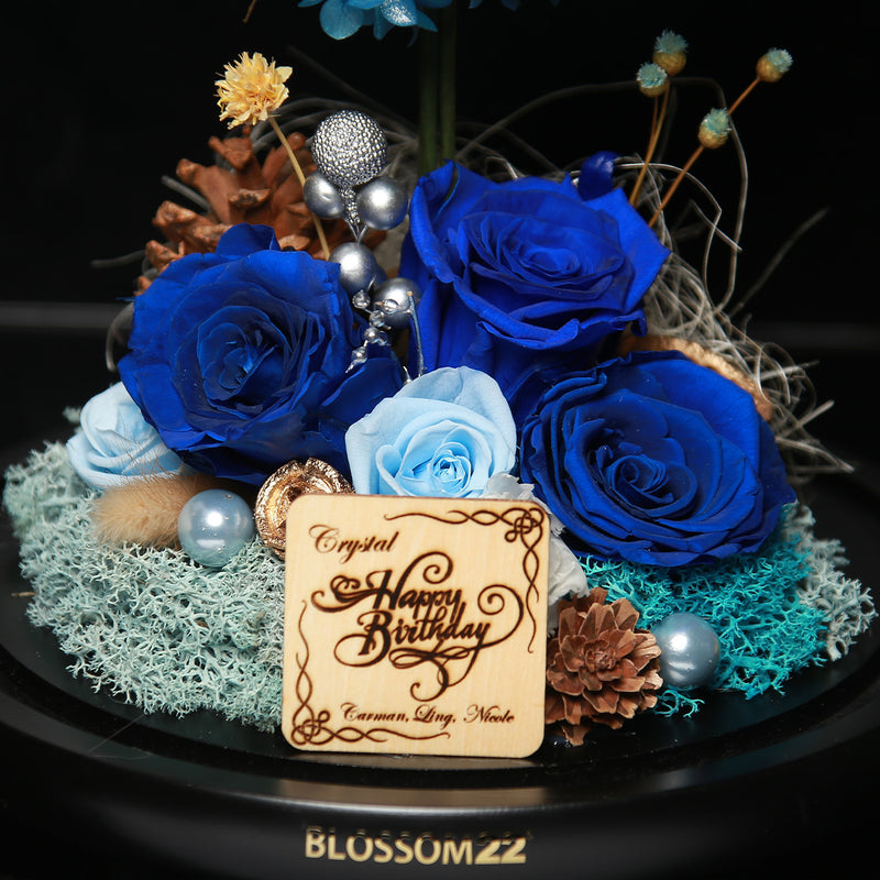 XXL Preserved-Flower•Glass Bell Jar｜特大版保鮮花瓶 - Blue Planet 藍星球  Blossom22hk