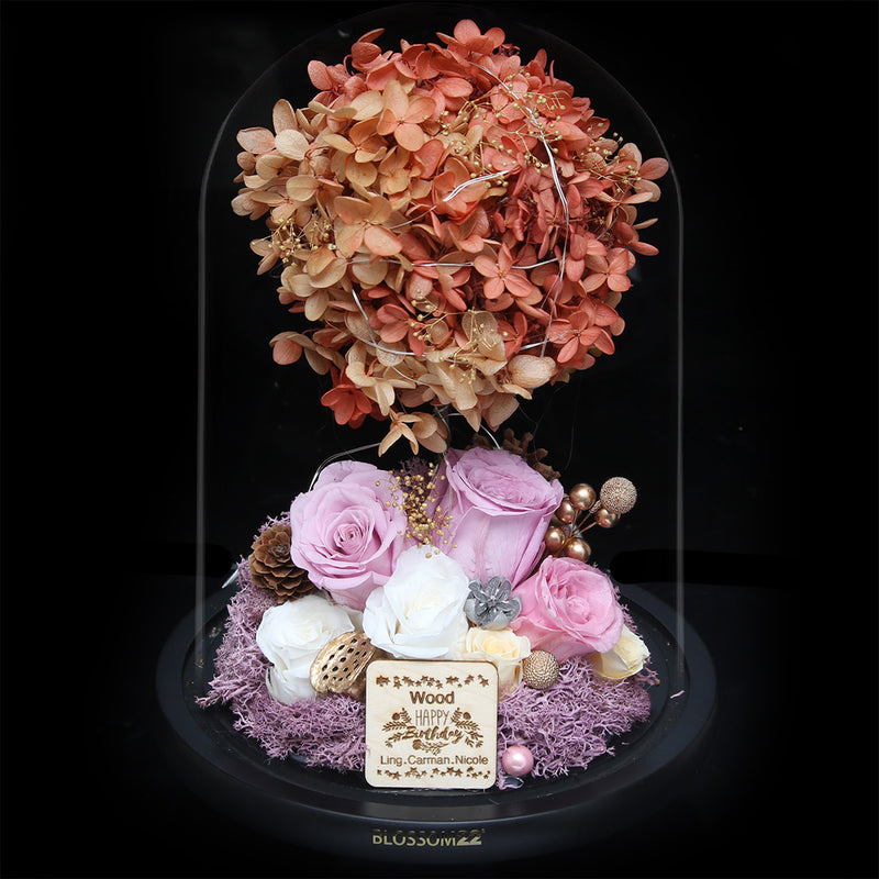 XXL Preserved-Flower•Glass Bell Jar｜特大版保鮮花瓶 - RED BROWN 啡紅  Blossom22hk
