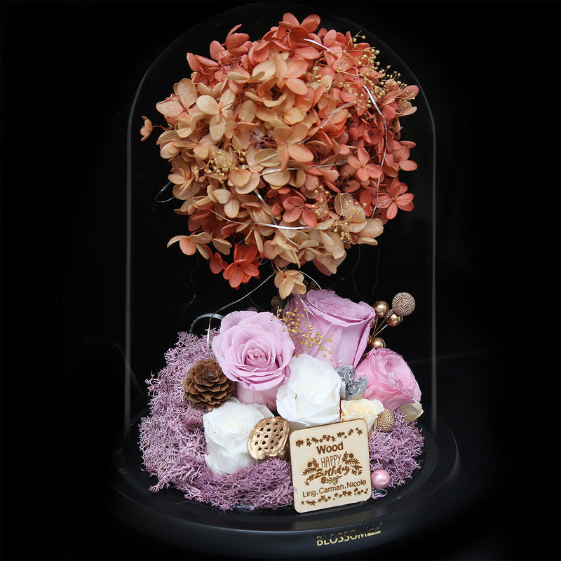 XXL Preserved-Flower•Glass Bell Jar｜特大版保鮮花瓶 - RED BROWN 啡紅  Blossom22hk