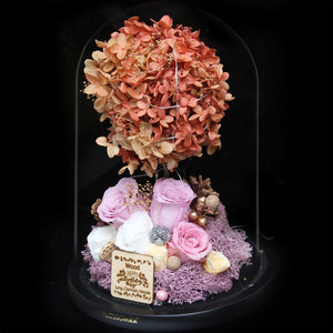 XXL Preserved-Flower•Glass Bell Jar｜特大版保鮮花瓶 - RED BROWN 啡紅  Blossom22hk