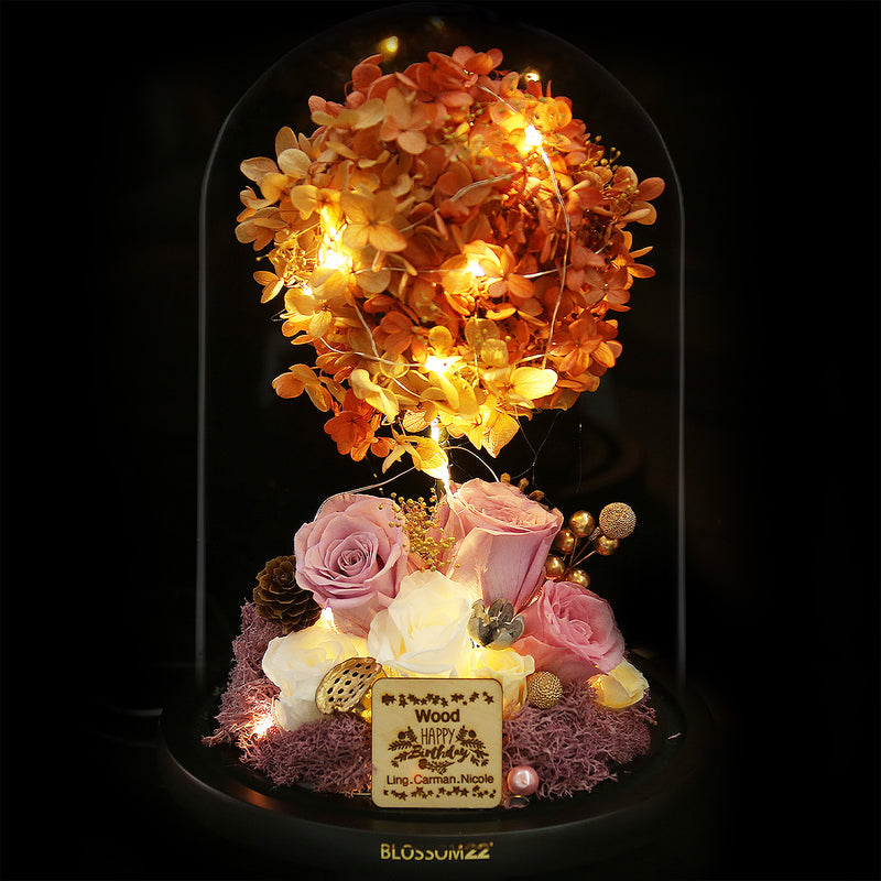 XXL Preserved-Flower•Glass Bell Jar｜特大版保鮮花瓶 - RED BROWN 啡紅  Blossom22hk