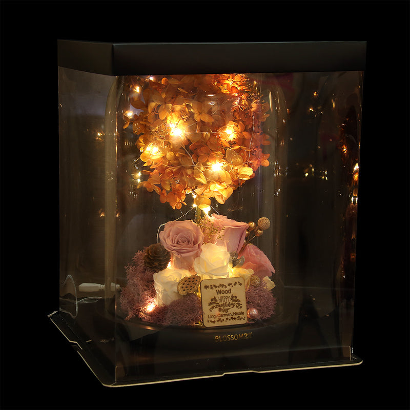 XXL Preserved-Flower•Glass Bell Jar｜特大版保鮮花瓶 - RED BROWN 啡紅  Blossom22hk