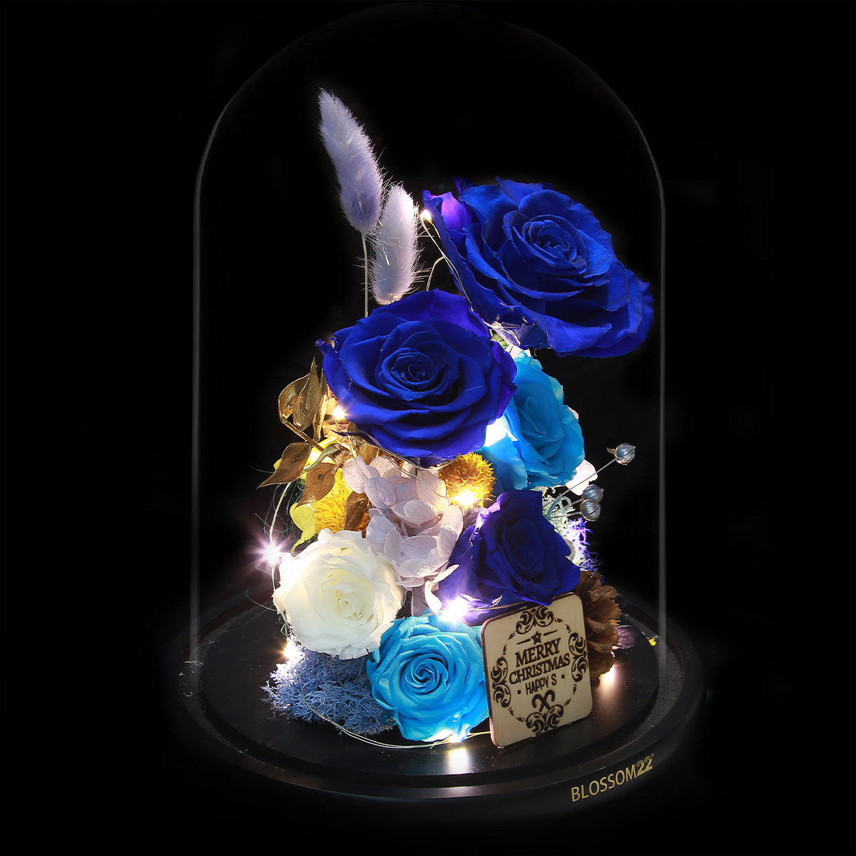 XXL Preserved-Flower•Glass Bell Jar｜特大版保鮮花瓶- Two Tone Blue 雙色藍  Blossom22hk