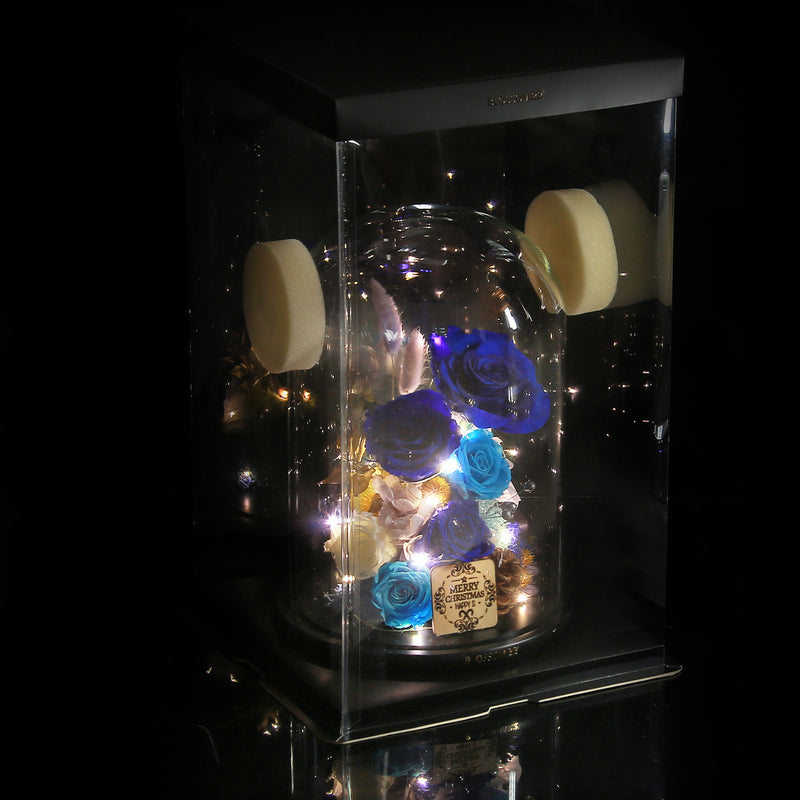 XXL Preserved-Flower•Glass Bell Jar｜特大版保鮮花瓶- Two Tone Blue 雙色藍  Blossom22hk