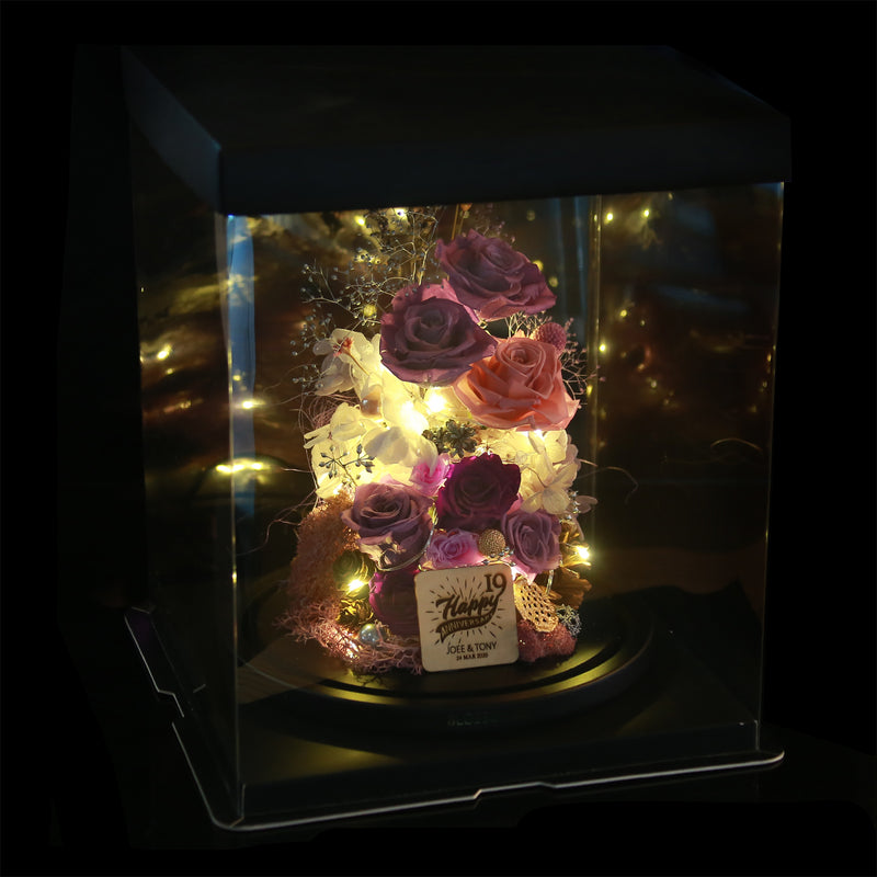 XXL Preserved-Flower•Glass Bell Jar｜特大版保鮮花瓶- Two Tone Purple 雙色紫  Blossom22hk