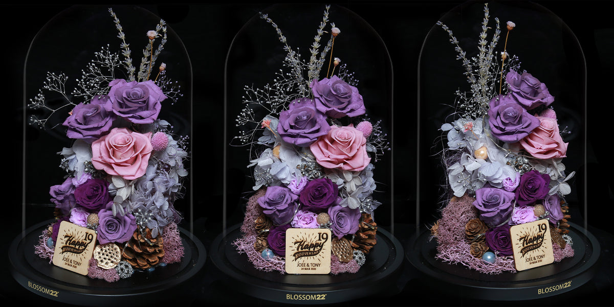 XXL Preserved-Flower•Glass Bell Jar｜特大版保鮮花瓶- Two Tone Purple 雙色紫  Blossom22hk
