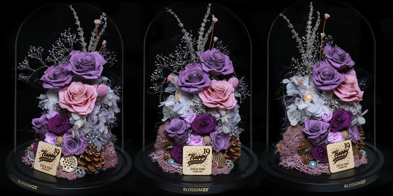 XXL Preserved-Flower•Glass Bell Jar｜特大版保鮮花瓶- Two Tone Purple 雙色紫  Blossom22hk